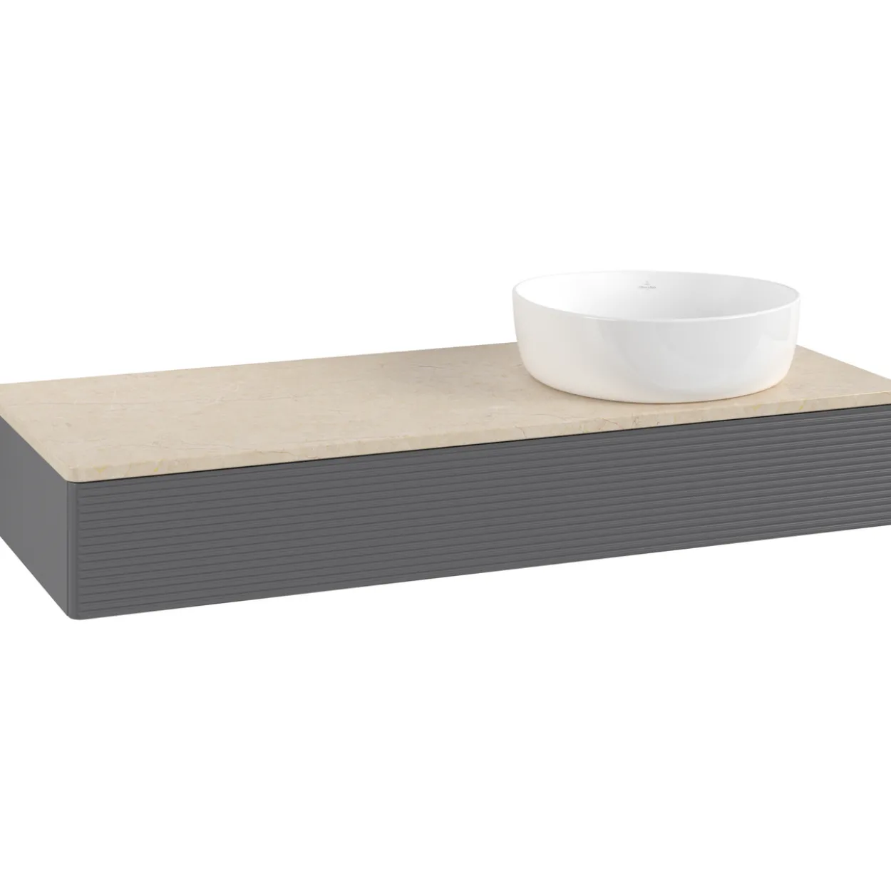 V&b antao servantskap 1 skuff rillet 1200x190x500 høyre u/kranhull antrasitt/créme