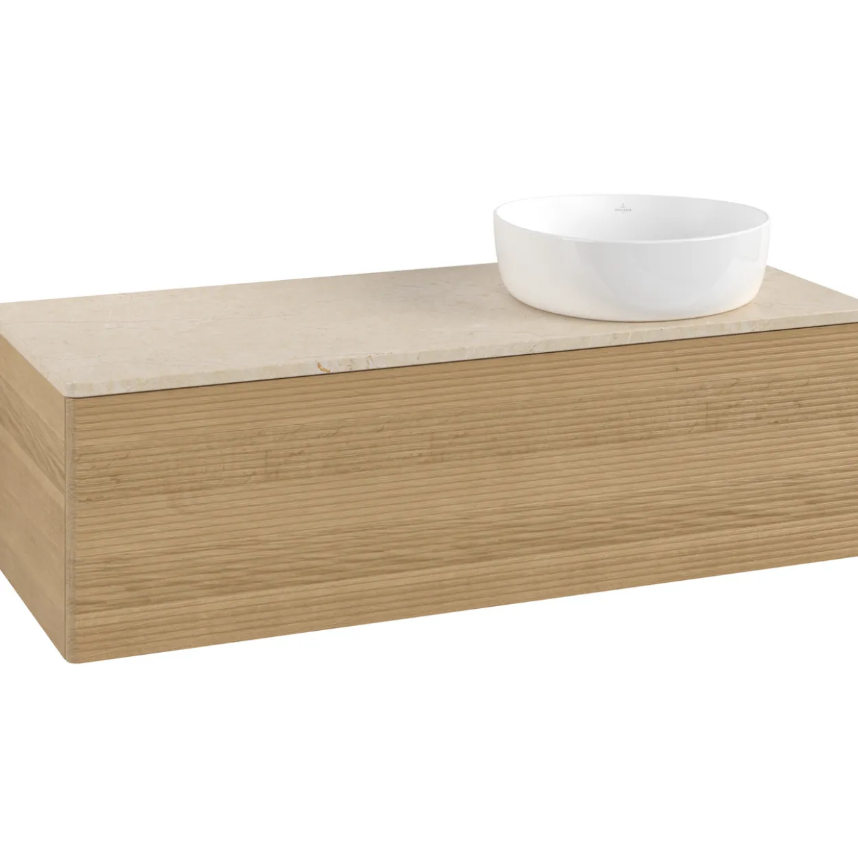 V&b antao servantskap 1 skuff rillet 1200x360x500 høyre u/kranhull eik/créme