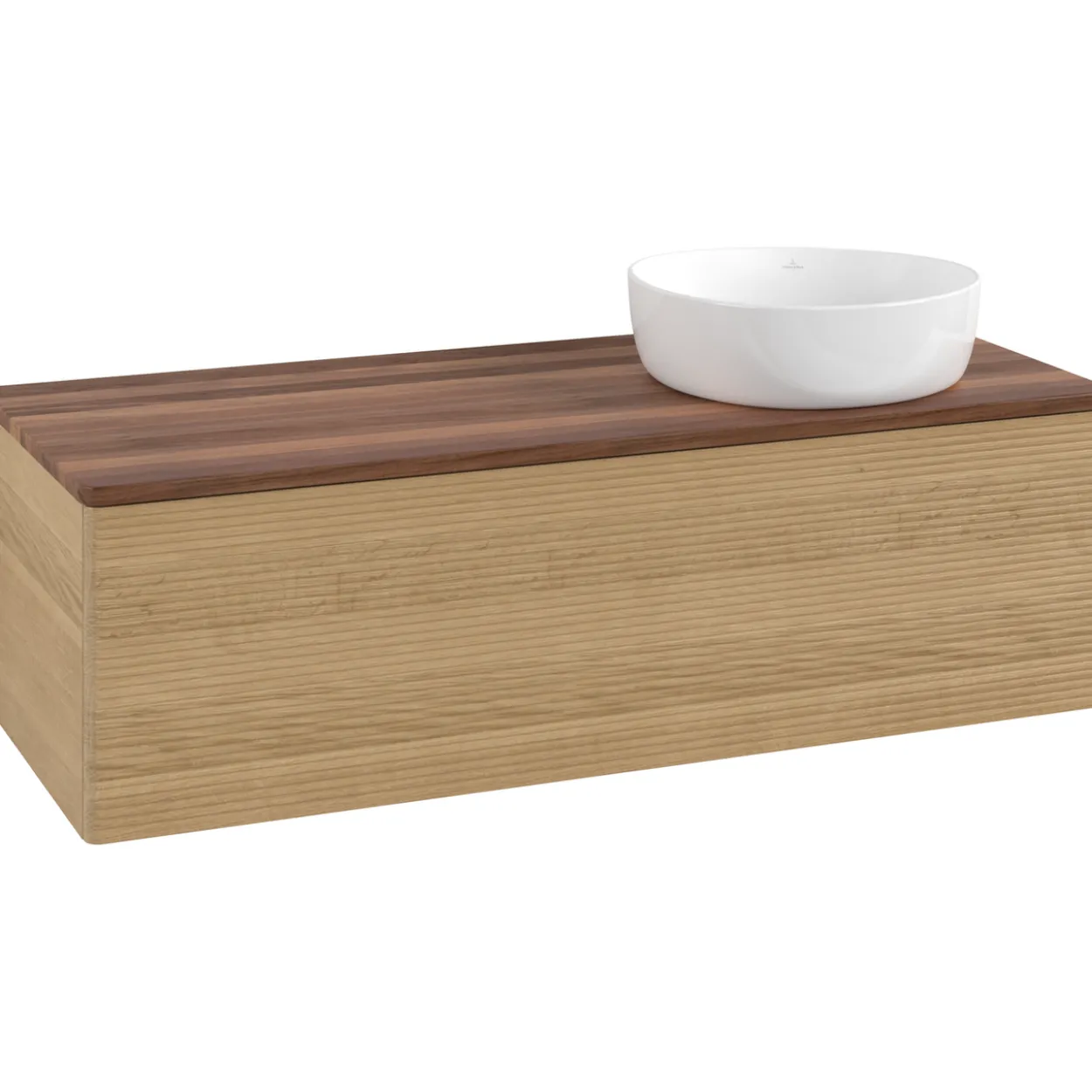 V&b antao servantskap 1 skuff rillet 1200x360x500 høyre u/kranhull eik/valnøtt