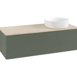 V&b antao servantskap 1 skuff rillet 1200x360x500 høyre u/kranhull grønn/créme
