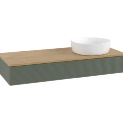 V&b antao servantskap 1 skuff rillet 1200x190x500 høyre u/kranhull grønn/eik