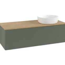V&b antao servantskap 1 skuff rillet 1200x360x500 høyre u/kranhull grønn/eik
