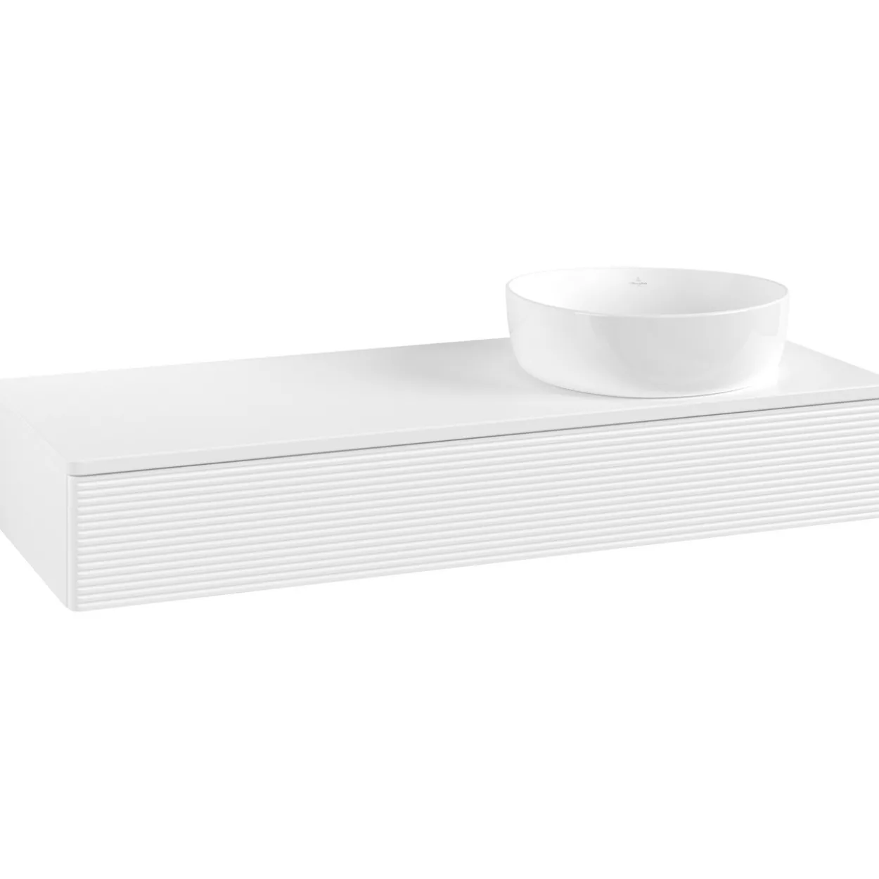 V&b antao servantskap 1 skuff rillet 1200x190x500 høyre u/kranhull matt hvit
