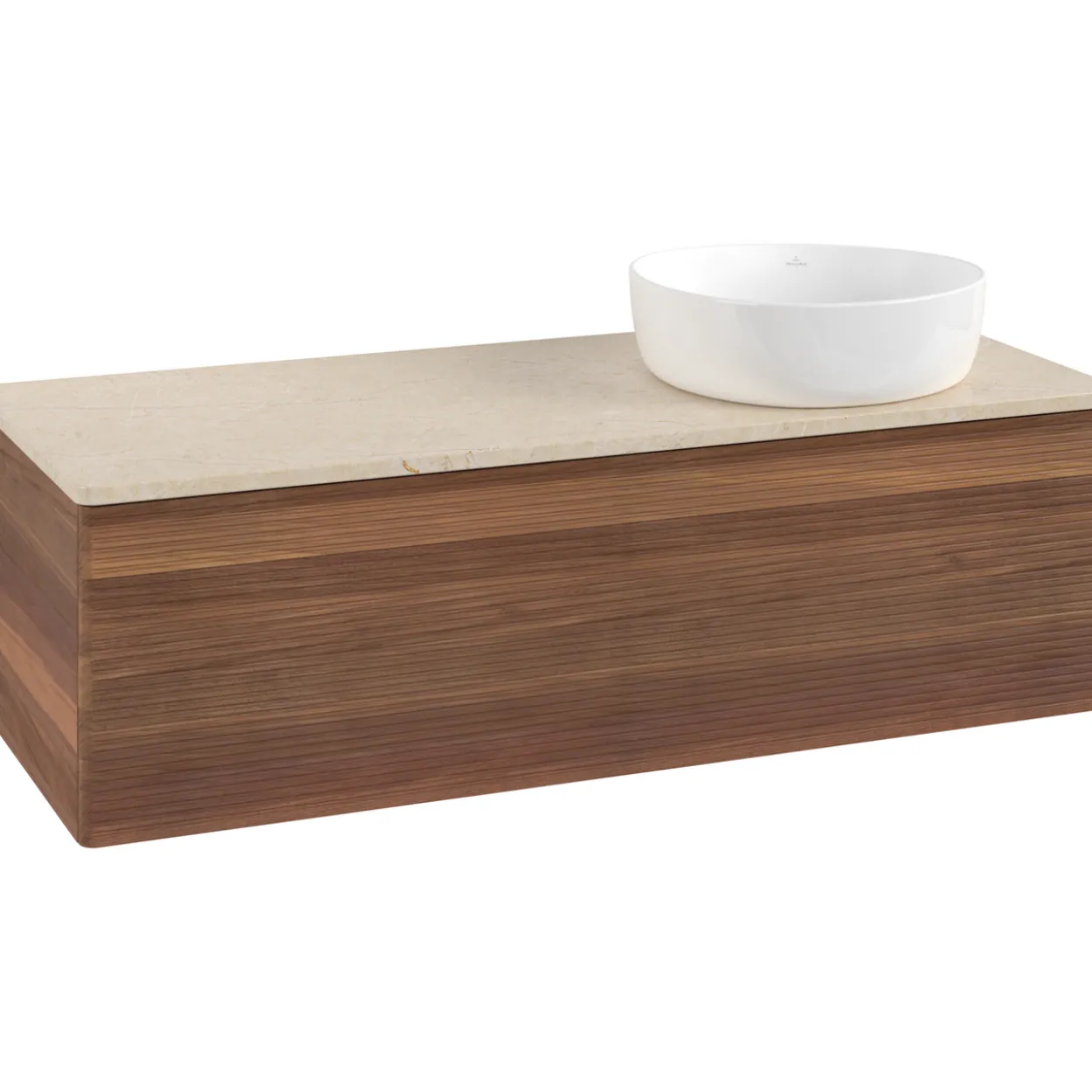 V&b antao servantskap 1 skuff rillet 1200x360x500 høyre u/kranhull m/lys valnøtt/créme