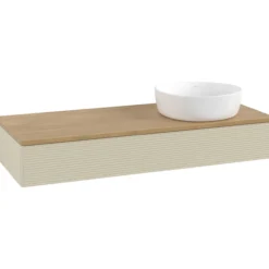 V&b antao servantskap 1 skuff rillet 1200x190x500 høyre u/kranhull silkegrå/eik