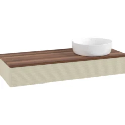 V&b antao servantskap 1 skuff rillet 1200x190x500 høyre u/kranhull silkegrå/valnøtt