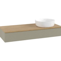 V&b antao servantskap 1 skuff rillet 1200x190x500 høyre u/kranhull stengrå/eik