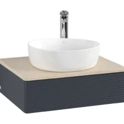 V&b antao servantskap 1 skuff rillet 600x190x500 m/kranhull blå/créme