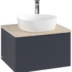 V&b antao servantskap 1 skuff rillet 600x360x500 m/kranhull blå/créme