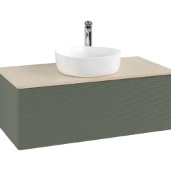 V&b antao servantskap 1 skuff rillet 1000x360x500 m/kranhull grønn/créme