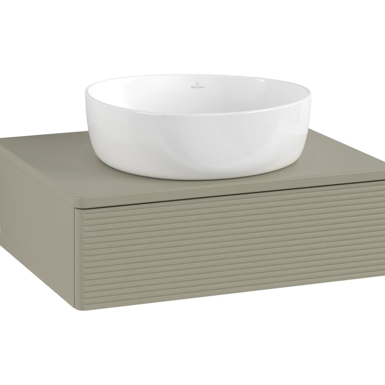 V&b antao servantskap 1 skuff rillet 600x190x500 m/kranhull m/lys stengrå