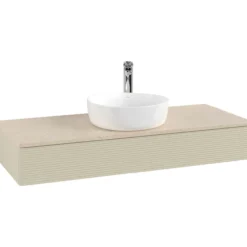 V&b antao servantskap 1 skuff rillet 1200x190x500 m/kranhull silkegrå/créme
