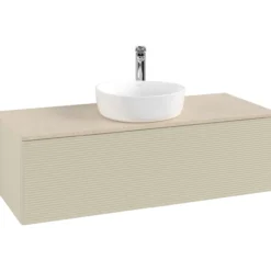 V&b antao servantskap 1 skuff rillet 1200x360x500 m/kranhull silkegrå/créme
