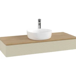 V&b antao servantskap 1 skuff rillet 1200x190x500 m/kranhull silkegrå/eik