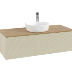 V&b antao servantskap 1 skuff rillet 1200x360x500 m/kranhull silkegrå/eik