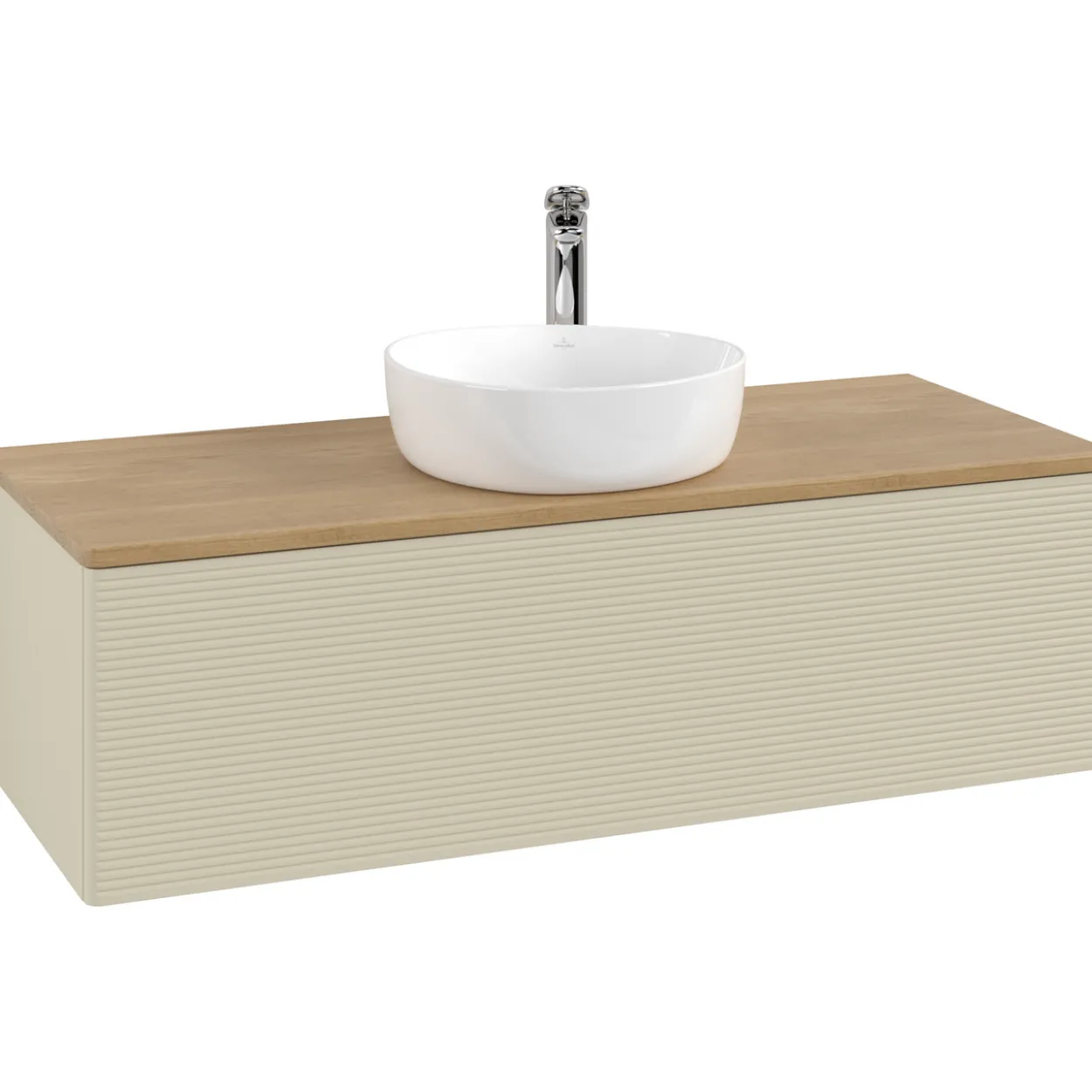 V&b antao servantskap 1 skuff rillet 1200x360x500 m/kranhull silkegrå/eik