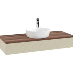 V&b antao servantskap 1 skuff rillet 1200x190x500 m/kranhull silkegrå/valnøtt