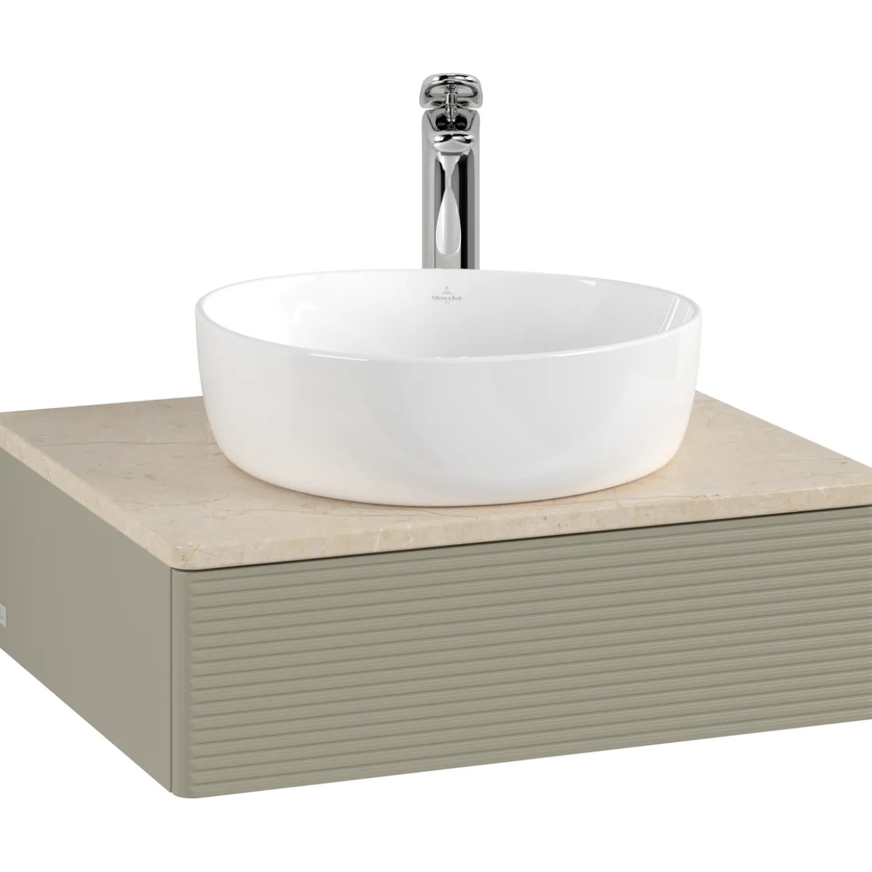 V&b antao servantskap 1 skuff rillet 600x190x500 m/kranhull stengrå/créme