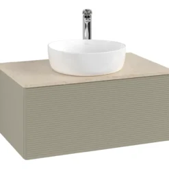 V&b antao servantskap 1 skuff rillet 800x360x500 m/kranhull stengrå/créme