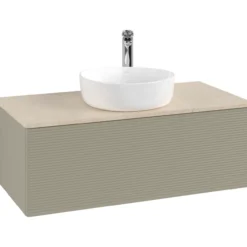 V&b antao servantskap 1 skuff rillet 1000x360x500 m/kranhull stengrå/créme
