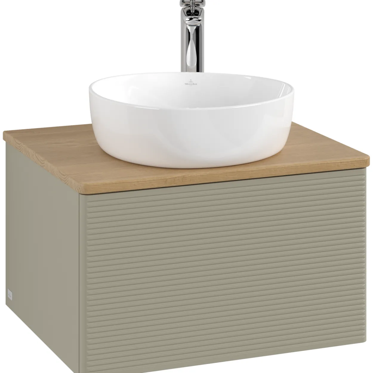 V&b antao servantskap 1 skuff rillet 600x360x500 m/kranhull stengrå/eik