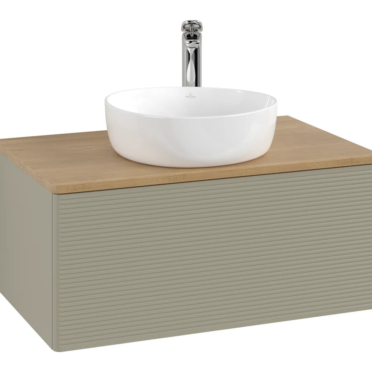 V&b antao servantskap 1 skuff rillet 800x360x500 m/kranhull stengrå/eik