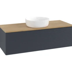 V&b antao servantskap 1 skuff rillet 1200x360x500 u/kranhull blå/eik