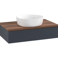 V&b antao servantskap 1 skuff rillet 800x190x500 u/kranhull blå/valnøtt