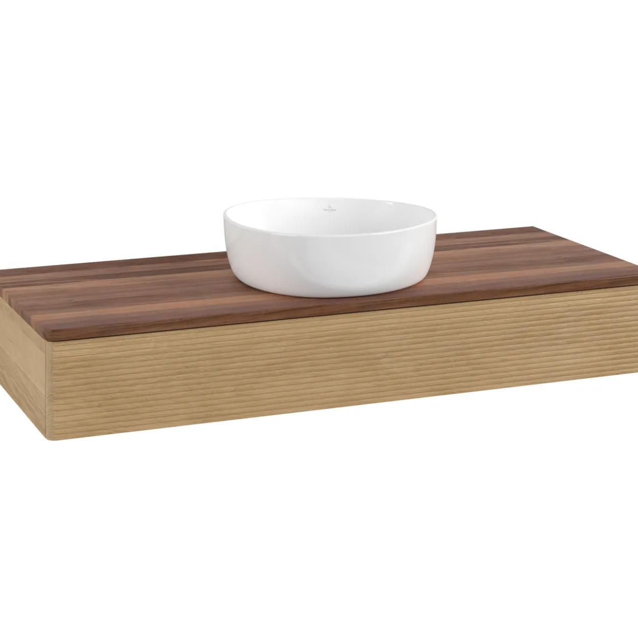 V&b antao servantskap 1 skuff rillet 1200x190x500 u/kranhull m/lys eik/valnøtt