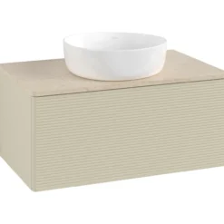 V&b antao servantskap 1 skuff rillet 800x360x500 u/kranhull silkegrå/créme