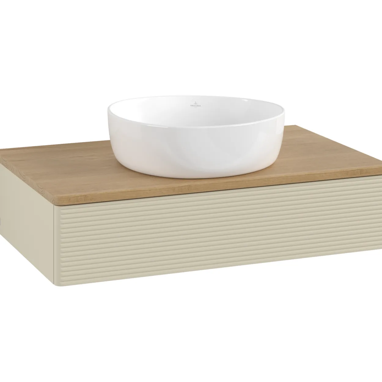 V&b antao servantskap 1 skuff rillet 800x190x500 u/kranhull silkegrå/eik