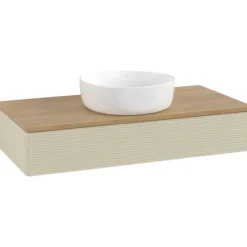V&b antao servantskap 1 skuff rillet 1000x190x500 u/kranhull silkegrå/eik