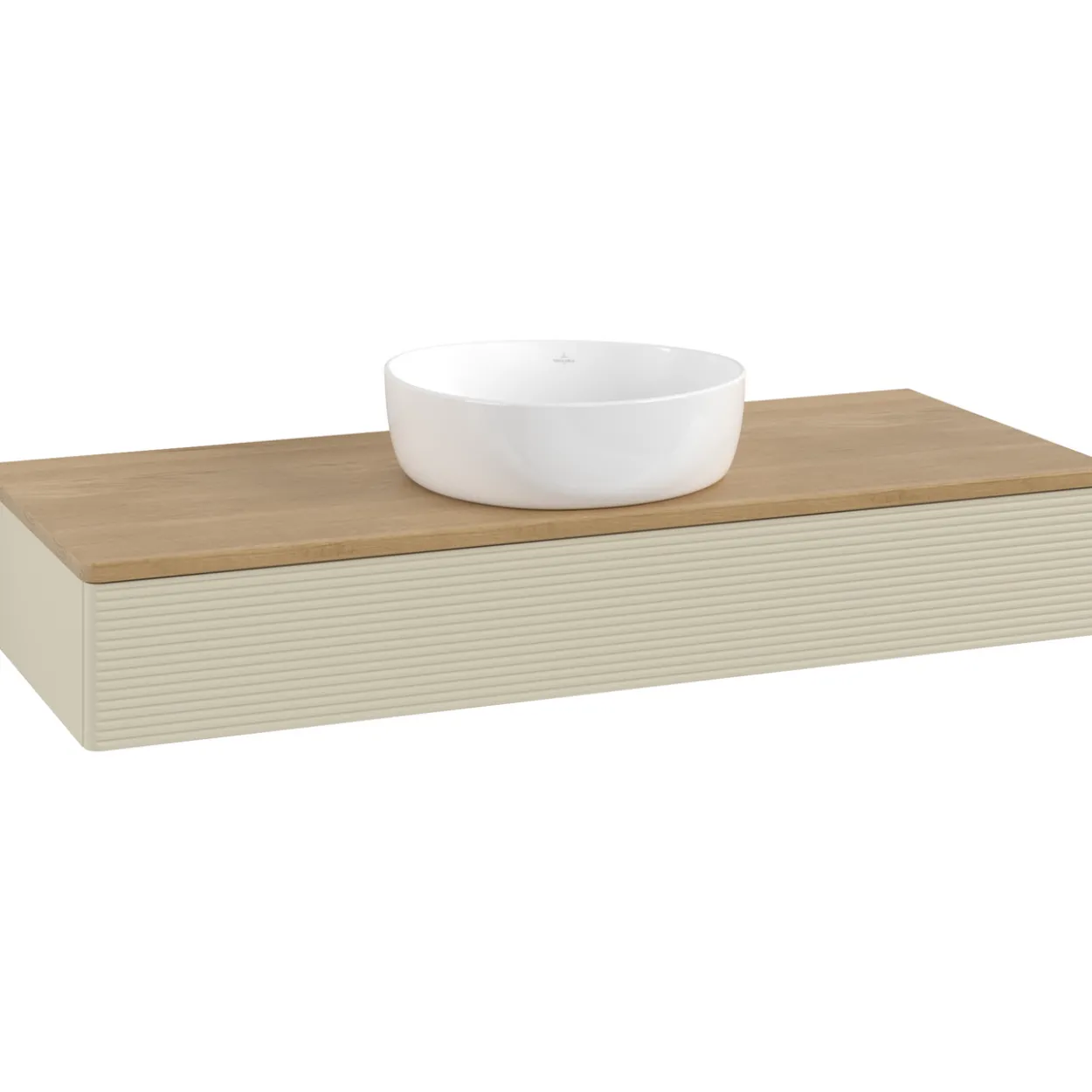 V&b antao servantskap 1 skuff rillet 1200x190x500 u/kranhull silkegrå/eik