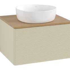 V&b antao servantskap 1 skuff rillet 600x360x500 u/kranhull silkegrå/eik