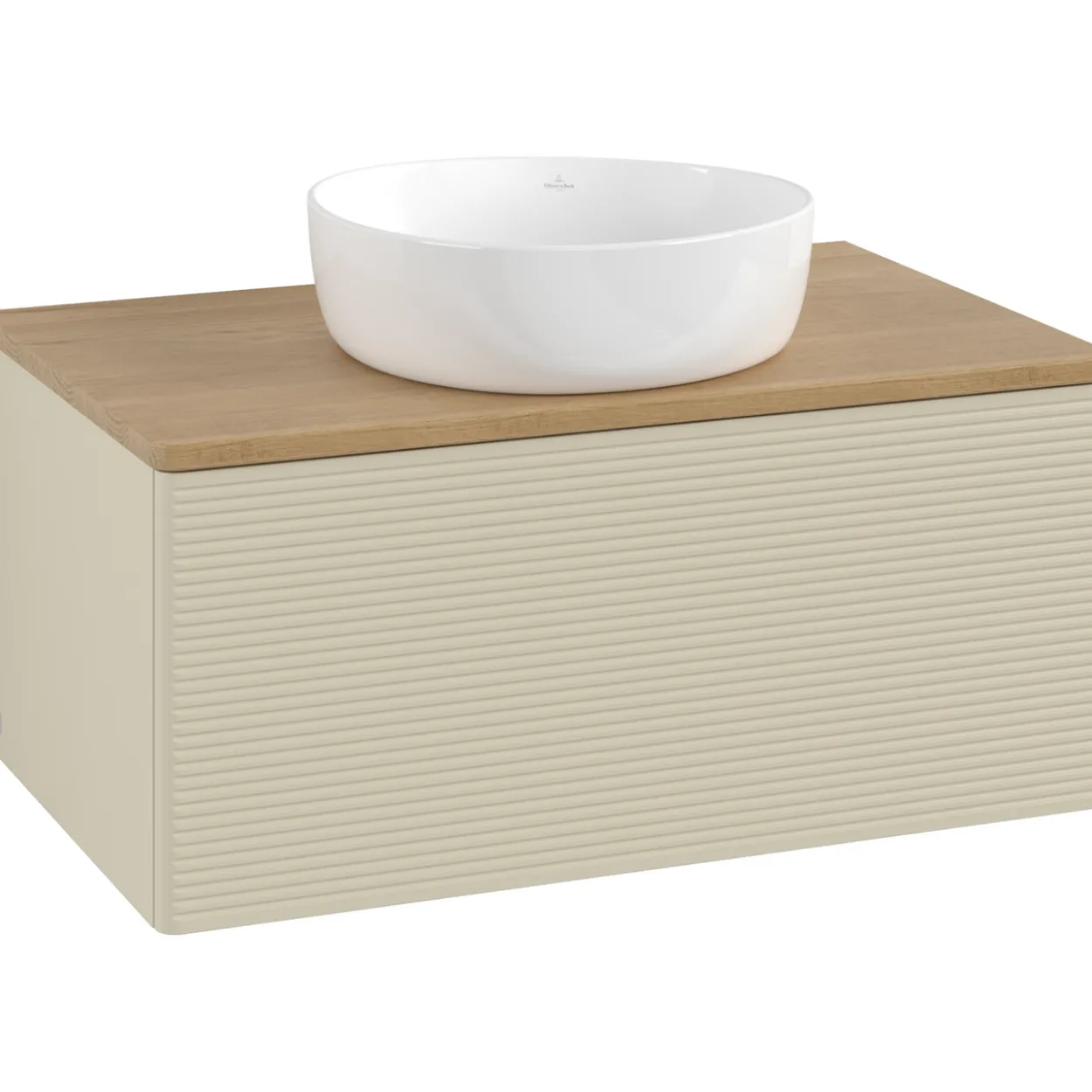 V&b antao servantskap 1 skuff rillet 800x360x500 u/kranhull silkegrå/eik