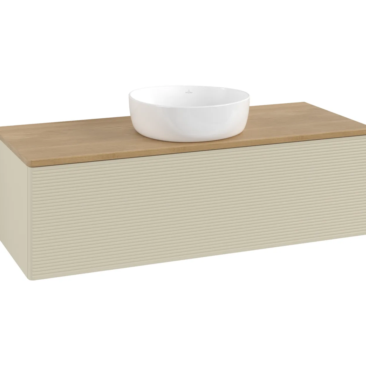 V&b antao servantskap 1 skuff rillet 1200x360x500 u/kranhull silkegrå/eik