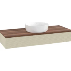 V&b antao servantskap 1 skuff rillet 1200x190x500 u/kranhull silkegrå/valnøtt