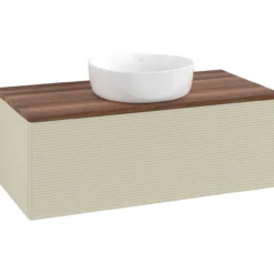 V&b antao servantskap 1 skuff rillet 1000x360x500 u/kranhull silkegrå/valnøtt