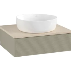 V&b antao servantskap 1 skuff rillet 600x190x500 u/kranhull stengrå/créme