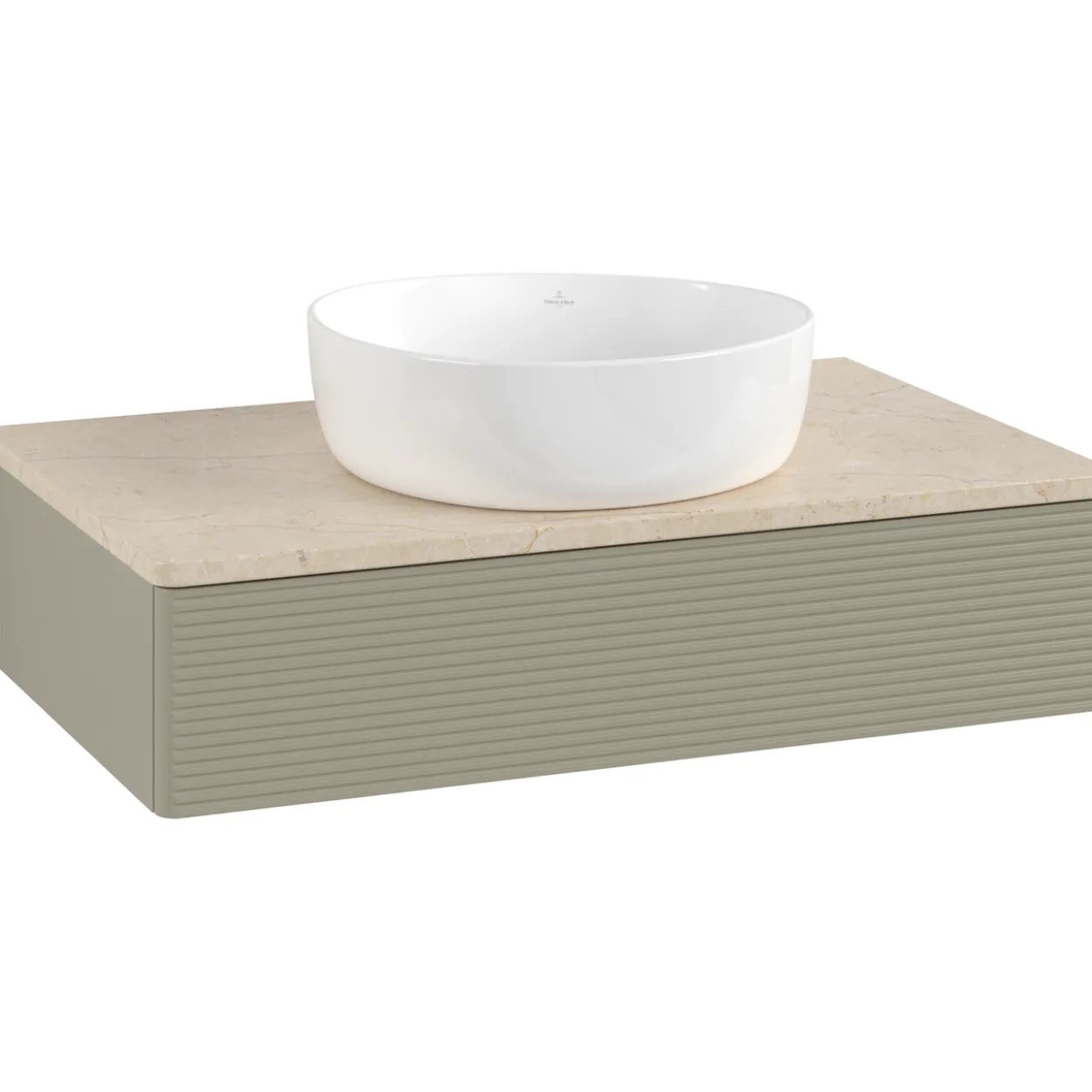 V&b antao servantskap 1 skuff rillet 800x190x500 u/kranhull stengrå/créme