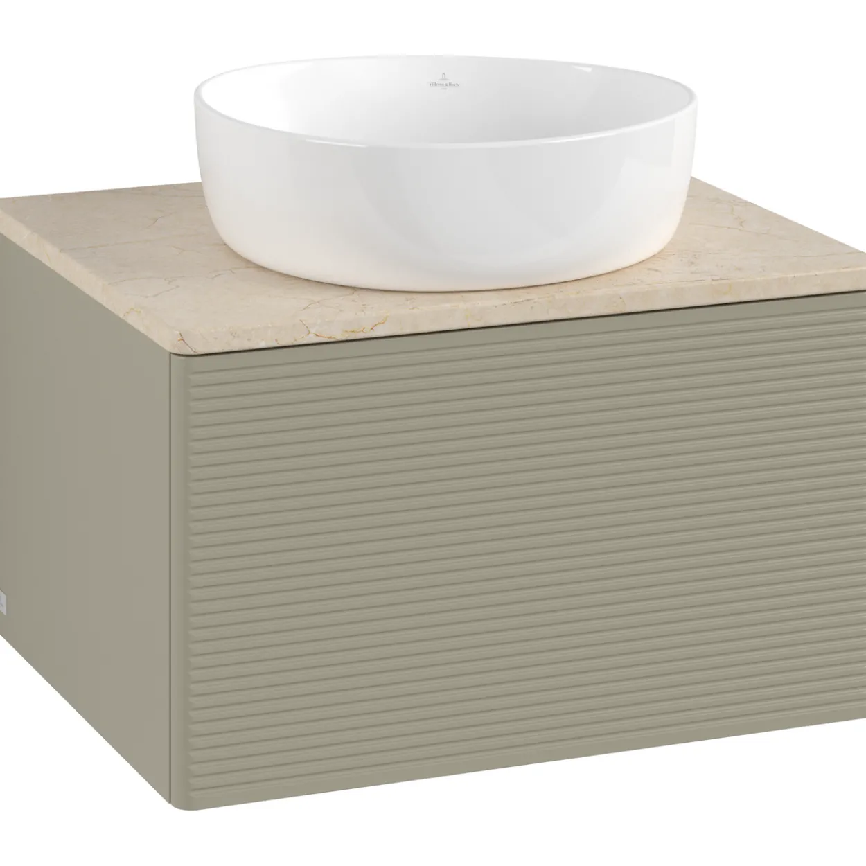 V&b antao servantskap 1 skuff rillet 600x360x500 u/kranhull stengrå/créme