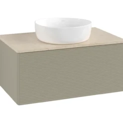 V&b antao servantskap 1 skuff rillet 800x360x500 u/kranhull stengrå/créme