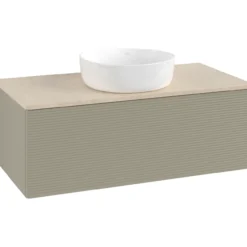 V&b antao servantskap 1 skuff rillet 1000x360x500 u/kranhull stengrå/créme