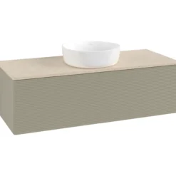 V&b antao servantskap 1 skuff rillet 1200x360x500 u/kranhull stengrå/créme