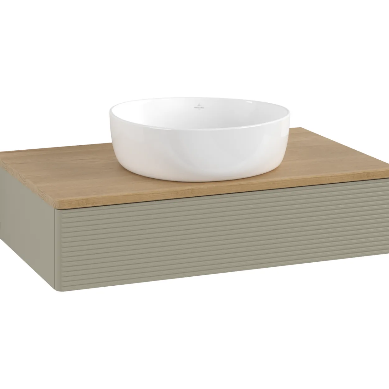 V&b antao servantskap 1 skuff rillet 800x190x500 u/kranhull stengrå/eik