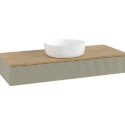 V&b antao servantskap 1 skuff rillet 1200x190x500 u/kranhull stengrå/eik