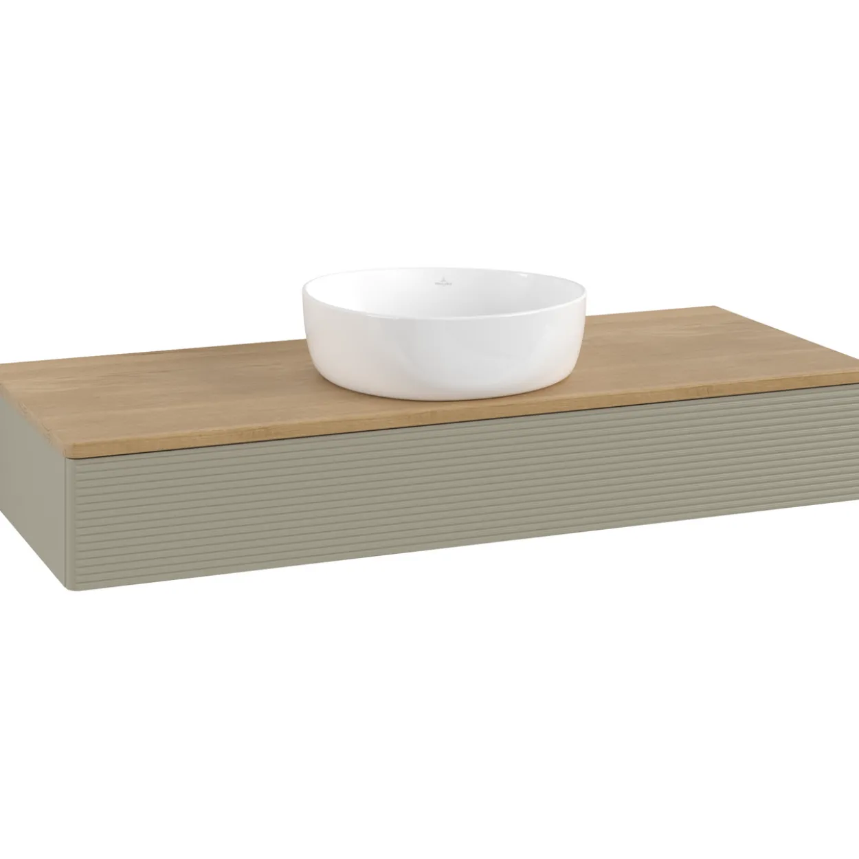V&b antao servantskap 1 skuff rillet 1200x190x500 u/kranhull stengrå/eik