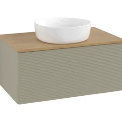 V&b antao servantskap 1 skuff rillet 800x360x500 u/kranhull stengrå/eik