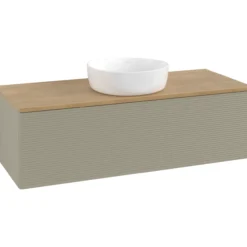 V&b antao servantskap 1 skuff rillet 1200x360x500 u/kranhull stengrå/eik