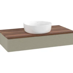 V&b antao servantskap 1 skuff rillet 1000x190x500 u/kranhull stengrå/valnøtt